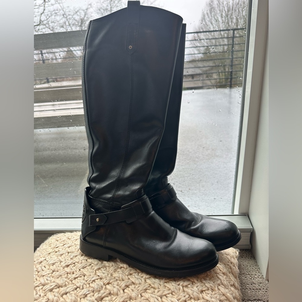 Tory Burch Colton Tall Leather Black Riding Boots Size 6